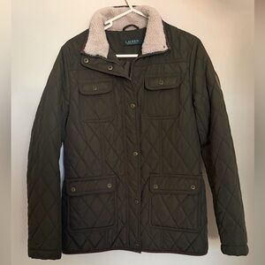 Ralph Lauren Quilted Jacket with a patch. Olive Green